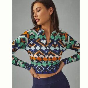 Daily Practice by Anthropologie Zip-Up Top Geometric Colorful